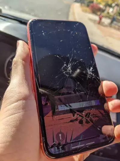 iPhone xr with cracked glass and most of the display blank